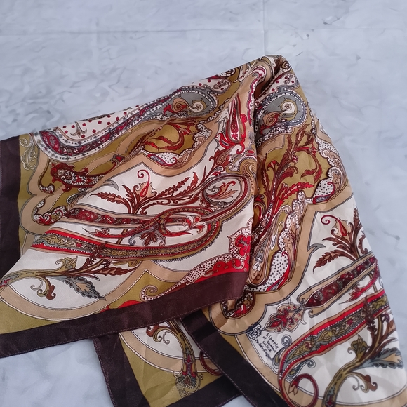 Vintage Liberty of London Paisley Silk Scarf Blue & Multicolor 23” x 23” - Picture 7 of 9